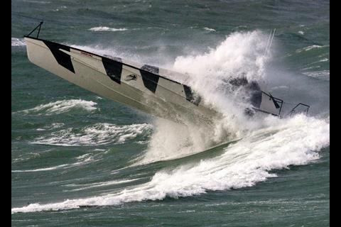 XSV has an innovative and unique hull form that allows it to operate in two distinct modes, fully planing and wavepiercing
